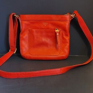 Fossil Red Crossbody Bag with Gold-Toned Accents